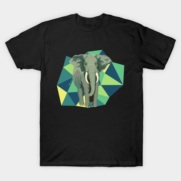 Elephant with geometric background T-Shirt by LittleAna